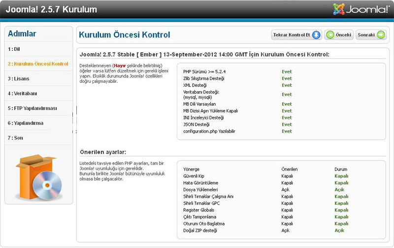 Orjinali Joomla 2.5 Kurulumu