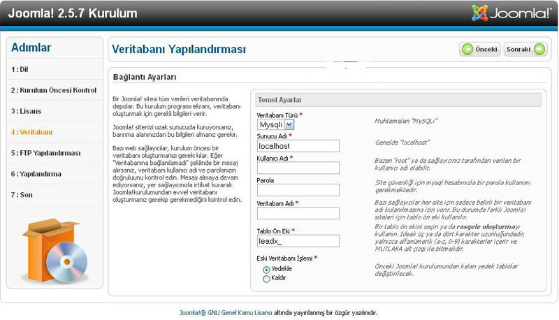 Orjinali Joomla 2.5 Kurulumu