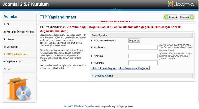 Orjinali Joomla 2.5 Kurulumu