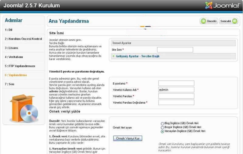 Orjinali Joomla 2.5 Kurulumu