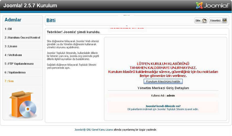 Orjinali Joomla 2.5 Kurulumu