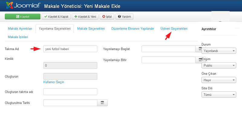 Joomla 3.0 İçerik Makale Oluşturma